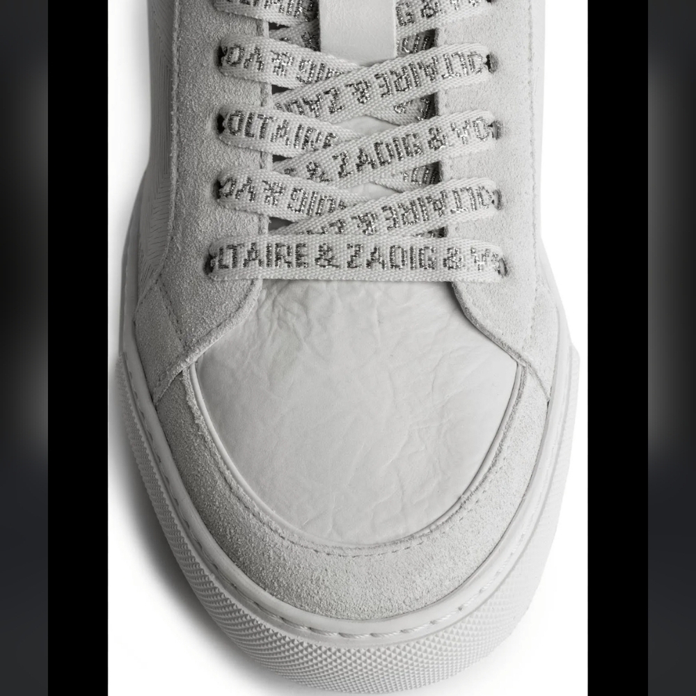 New!! Zadig & Voltaire, High Flash Keith Sneakers, Blanc(White), Size 38 - NIB - Picture 2 of 14